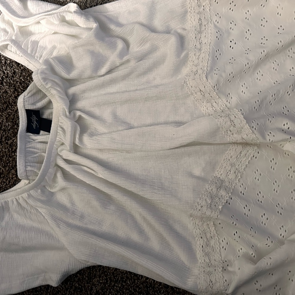 Elegant White Lace Trim Top